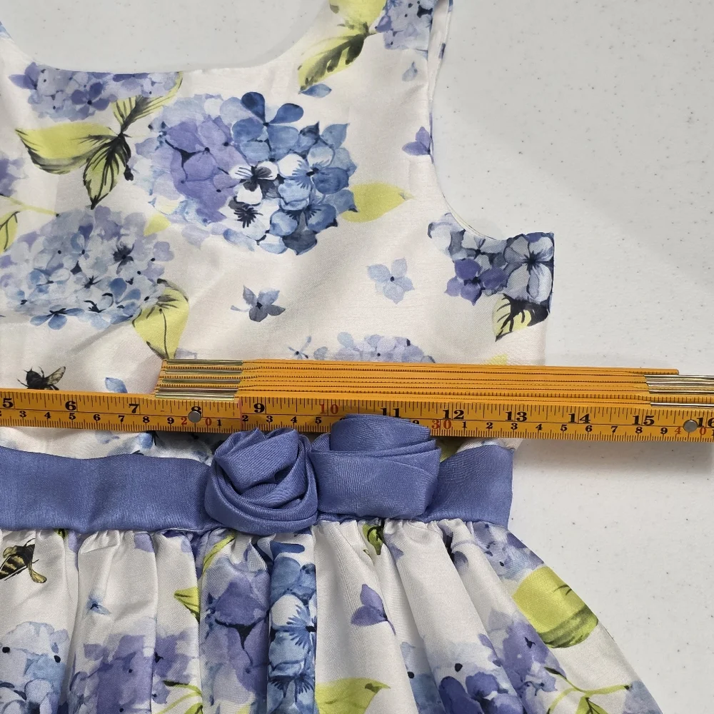 Gymboree Girls Blue Roses Floral Elegant Formal Fancy Ruffled Dress Size 12 NEW